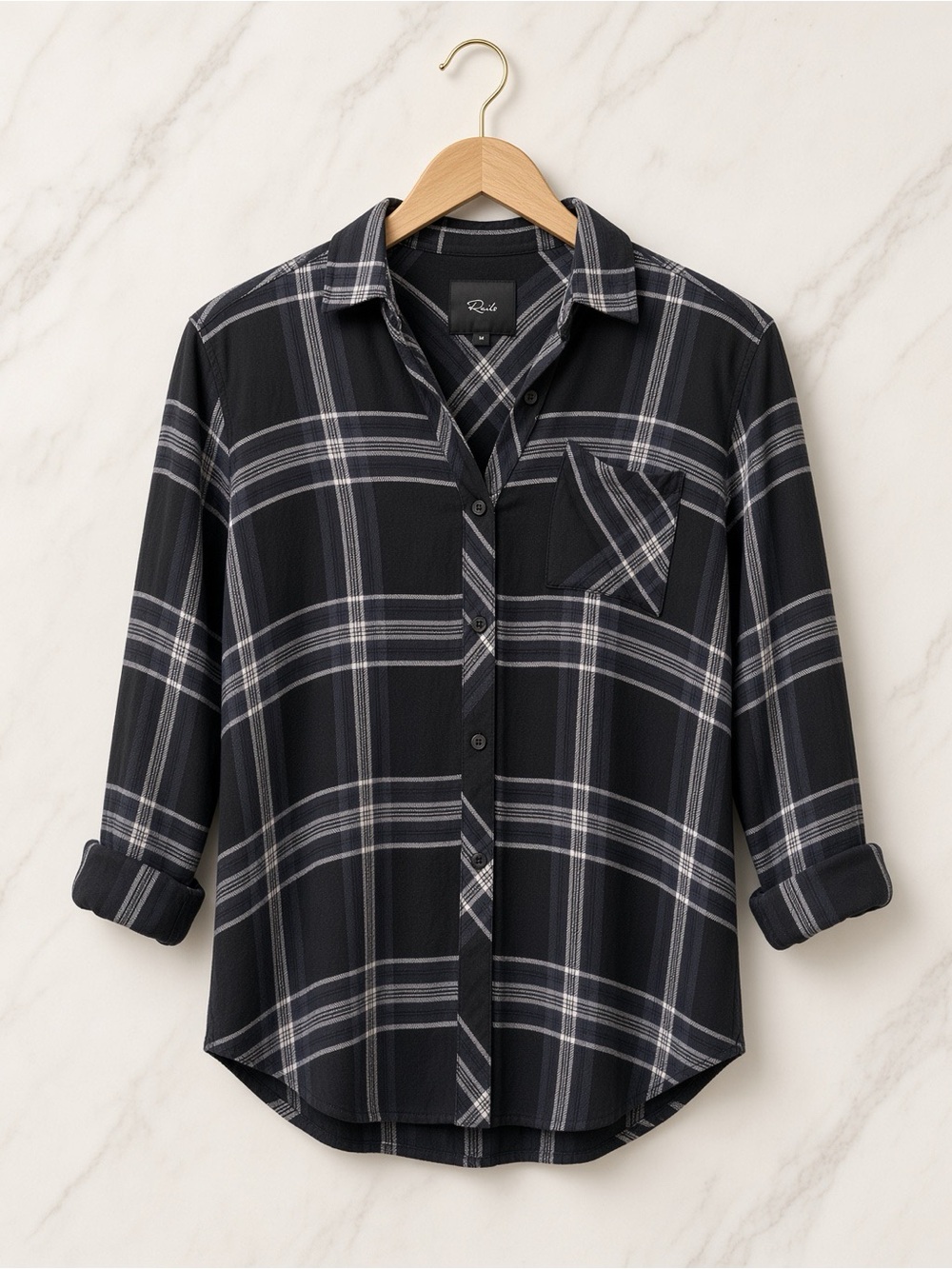 Rails Black and White Plaid Button-Down Shirt